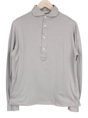 SUITSUPPLY Men T-Shirt 41/42/16/16.5 Grey Extra Slim Fit Polo Cotton Long Sleeve