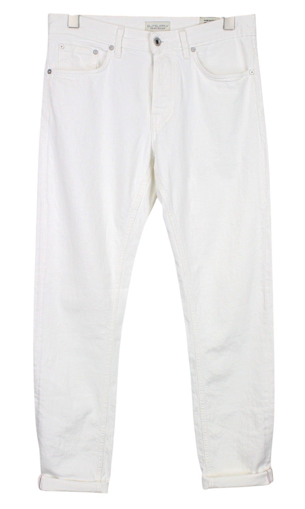 SUITSUPPLY Alain Men's Jeans W31/L32 White Selvedge Cotton Stretch Slim Fit