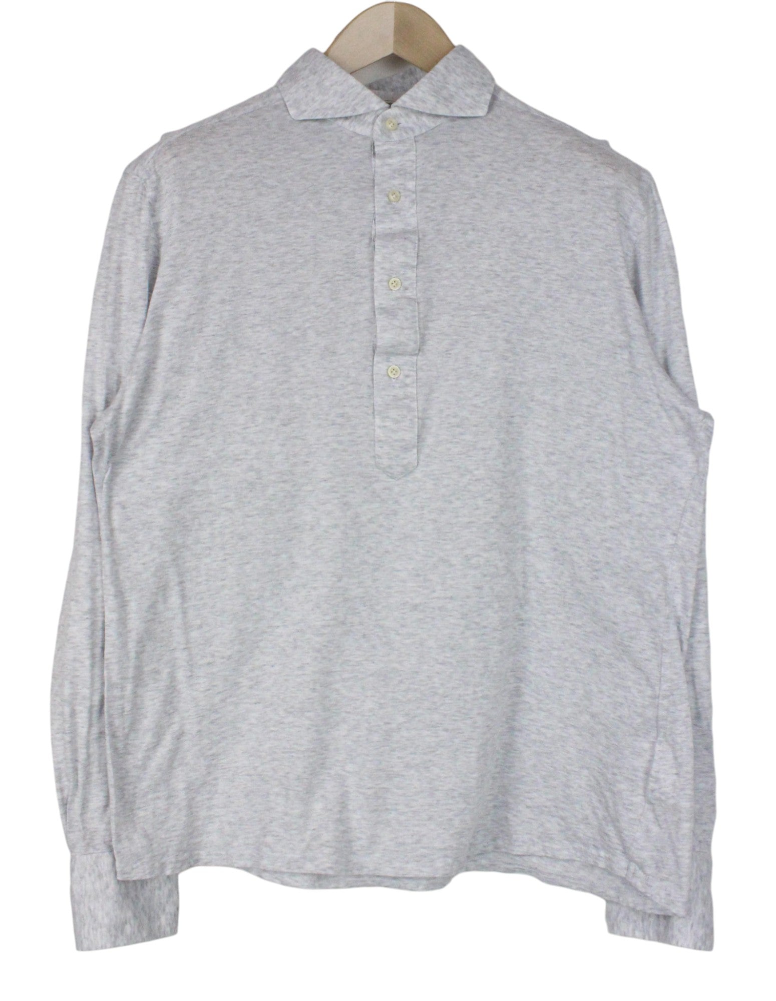 SUITSUPPLY vyriški išskleidžiami marškinėliai 41/42/16/16.5 pilki ploni polo marškinėliai iš medvilnės 