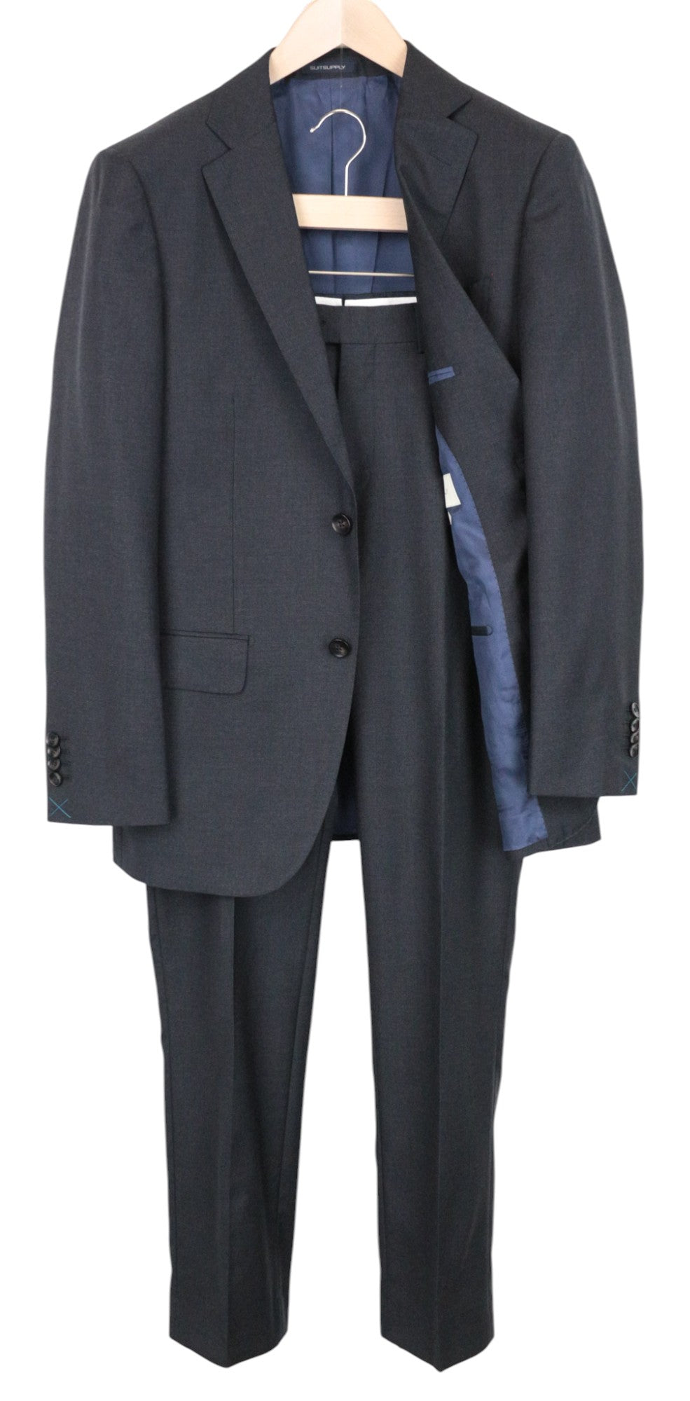 SUITSUPPLY Napoli Suit UK36R Men's Grey 2Pc Lined Notch Lapel Pure Wool Set