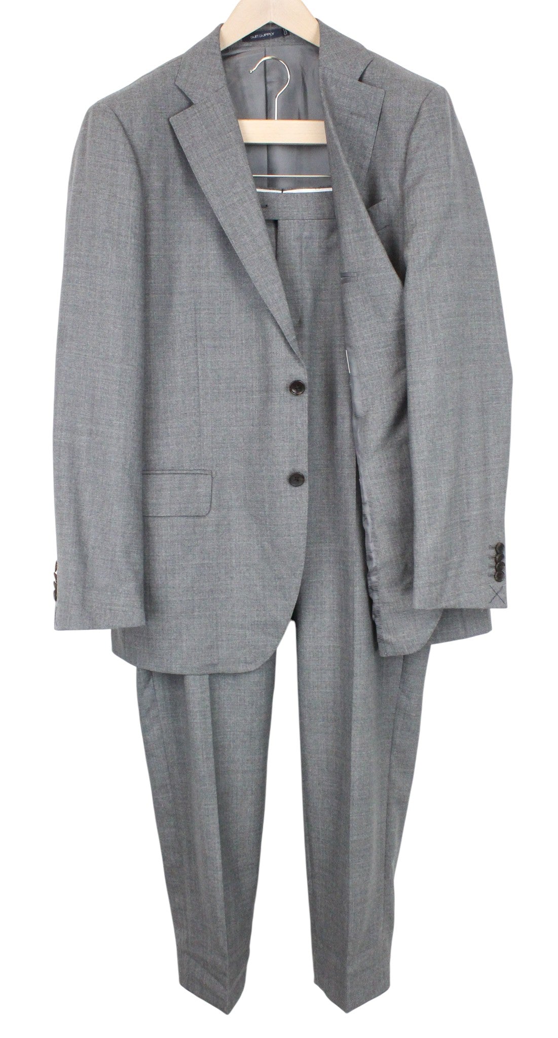 SUITSUPPLY Lazio Men's Grey Wool 2Pc Suit UK44R Slim Fit Single-Breasted Formal