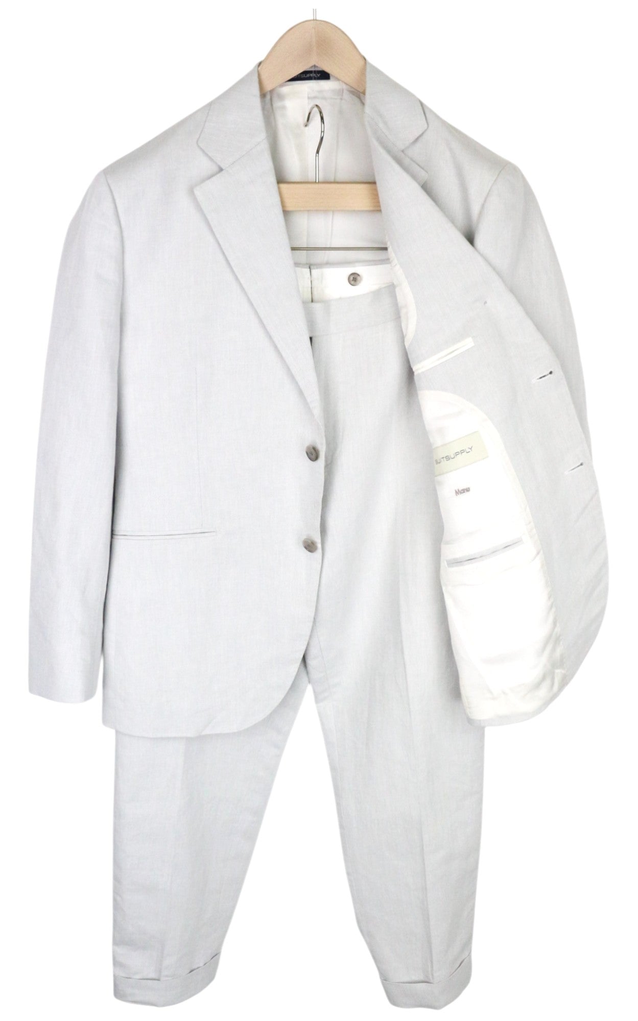 SUITSUPPLY La Spalla Men's Suit UK42S Grey Linen Cotton Single-Breasted 2 Pc