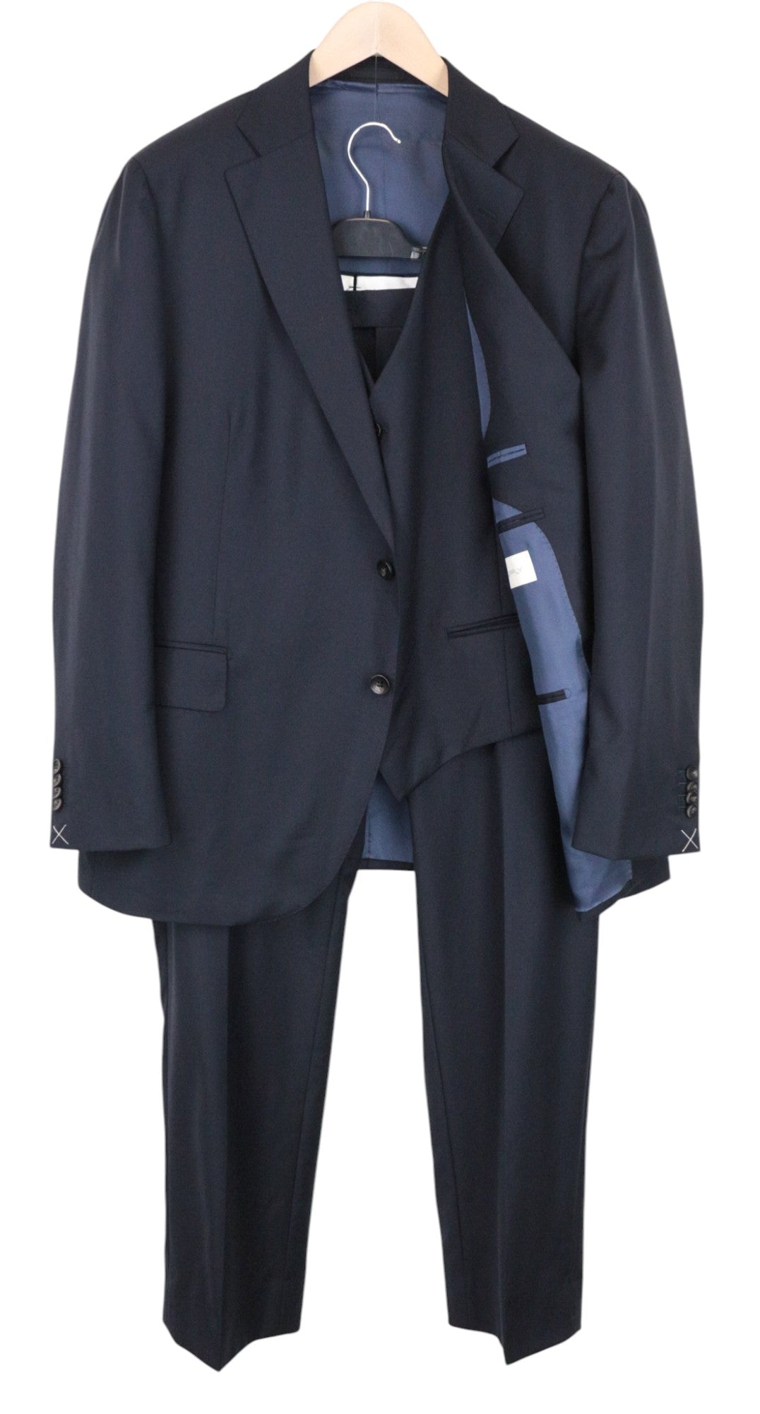 SUITSUPPLY Lazio Men's Suit UK38R Blue Slim Wool Check Mohair 2-Piece