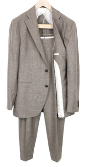 SUITSUPPLY La Spalla Men's UK44L Single-Breasted Brown Wool Silk Linen 2 Piece