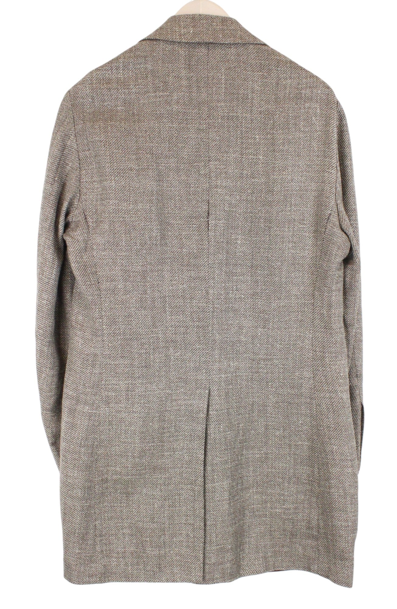 „SUITSUPPLY Vicenza“ vyriškas paltas, UK38R, vilnonis, lininis, šilkinis, rudas, klasikinio stiliaus, su pamušalu. 