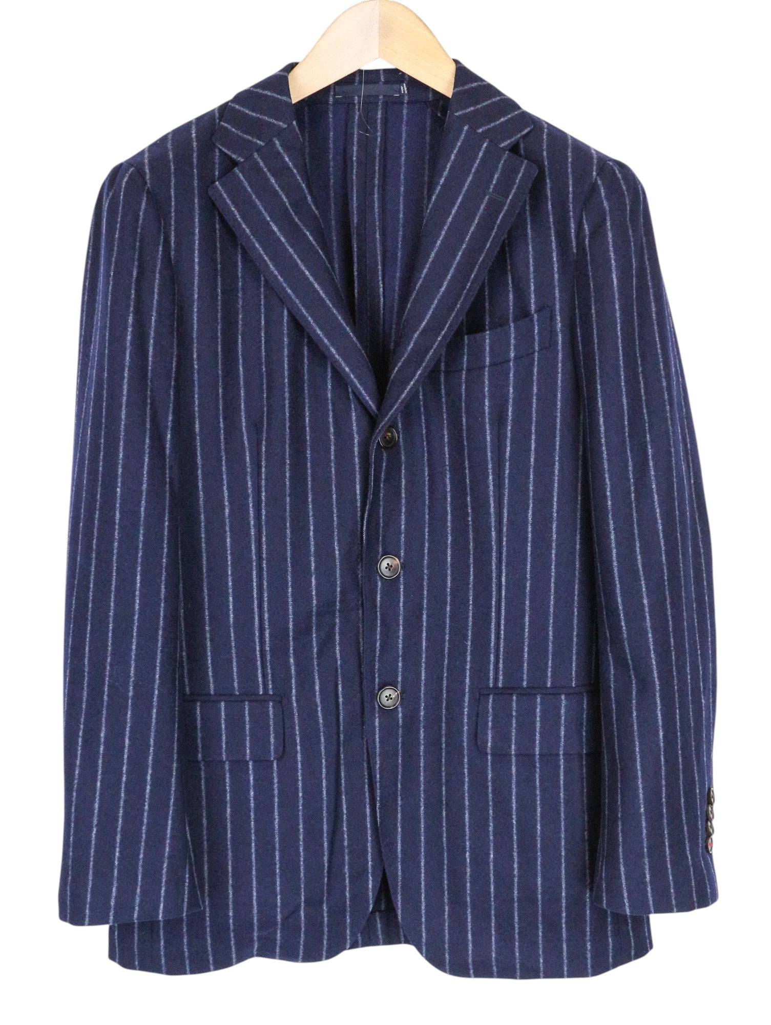 SUITSUPPLY Havana UK36R Suit 2Pc Blue Wool Slim Men's Striped Unlined