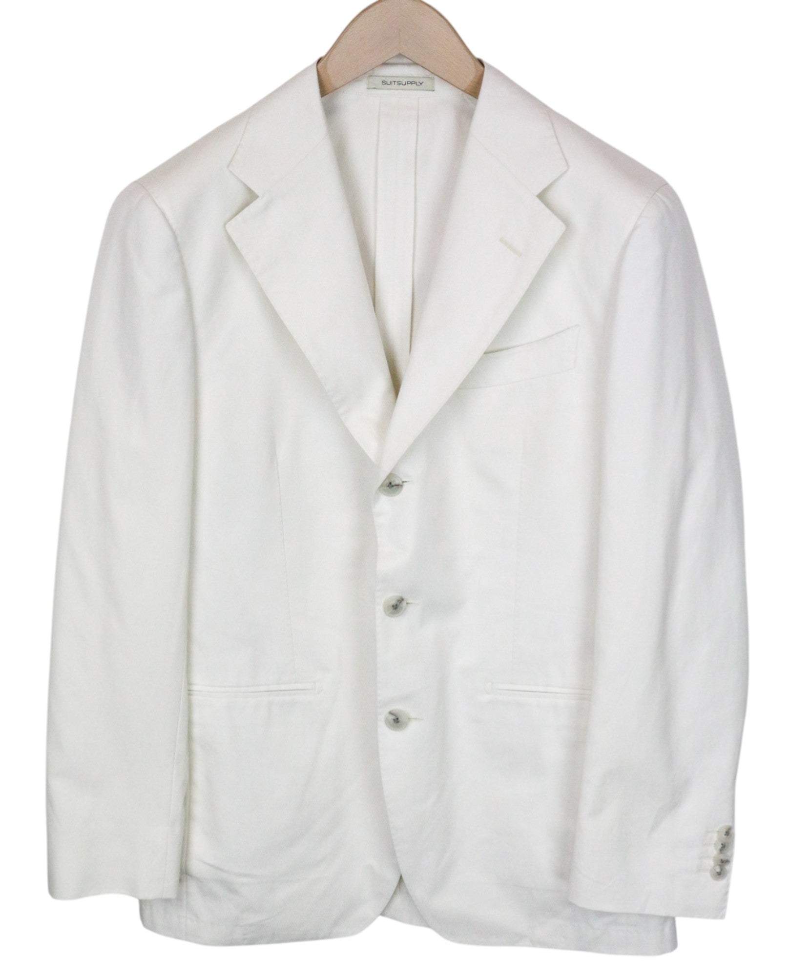 SUITSUPPLY Havana Men's Suit UK38R Off-White Slim Cotton Single-Breasted 2Piece