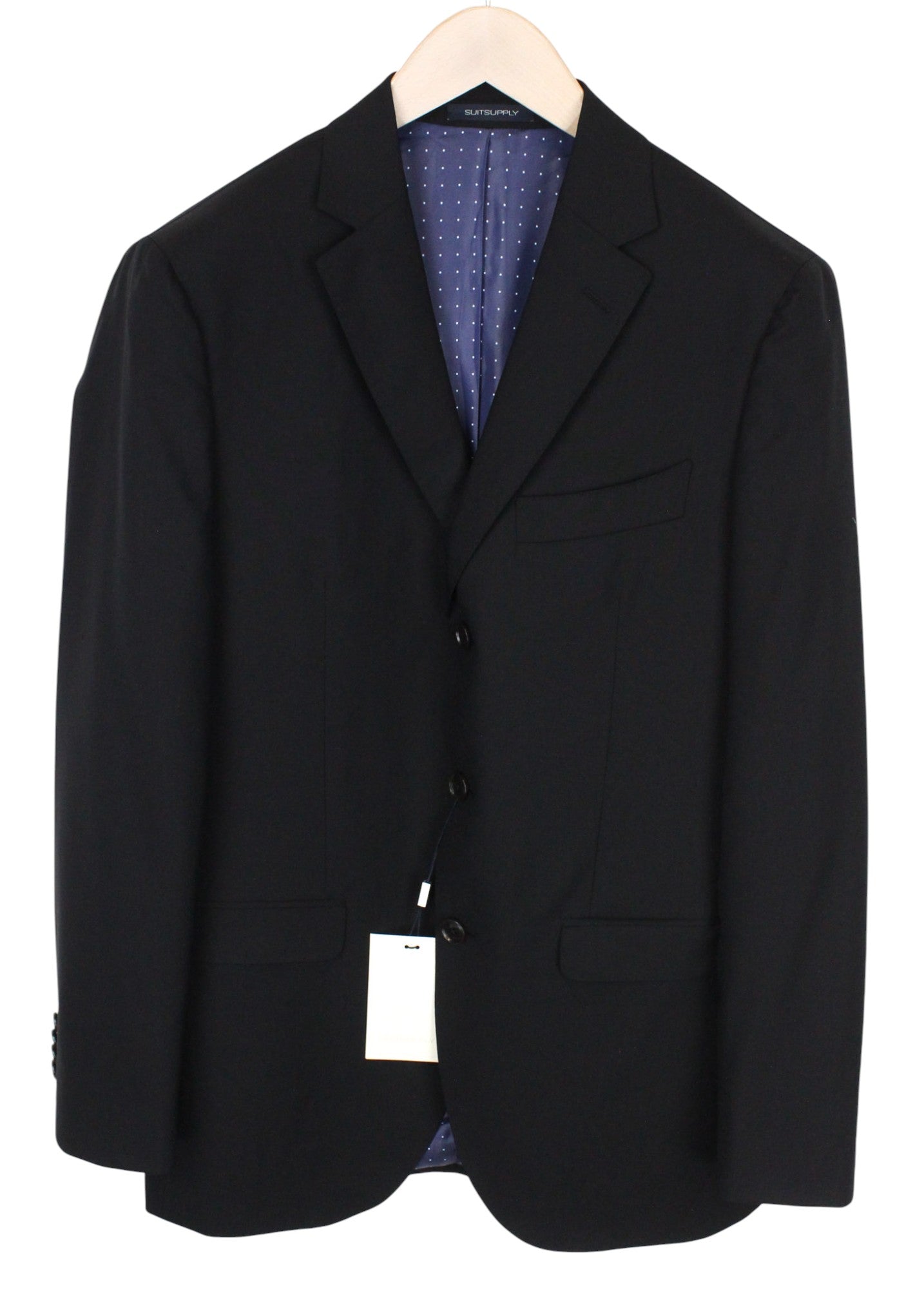 SUITSUPPLY La Spalla Men's Suit UK38R Black Wool 2-Piece Lined Smart Cut