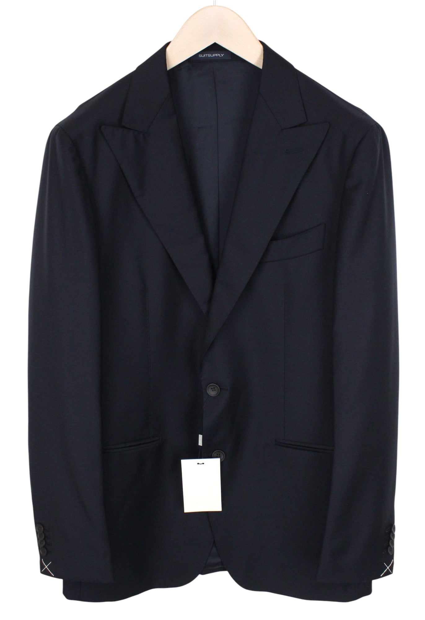 SUITSUPPLY Havana Peak Men's UK42L Blue Slim 3-Piece Super 110s Wool Suit