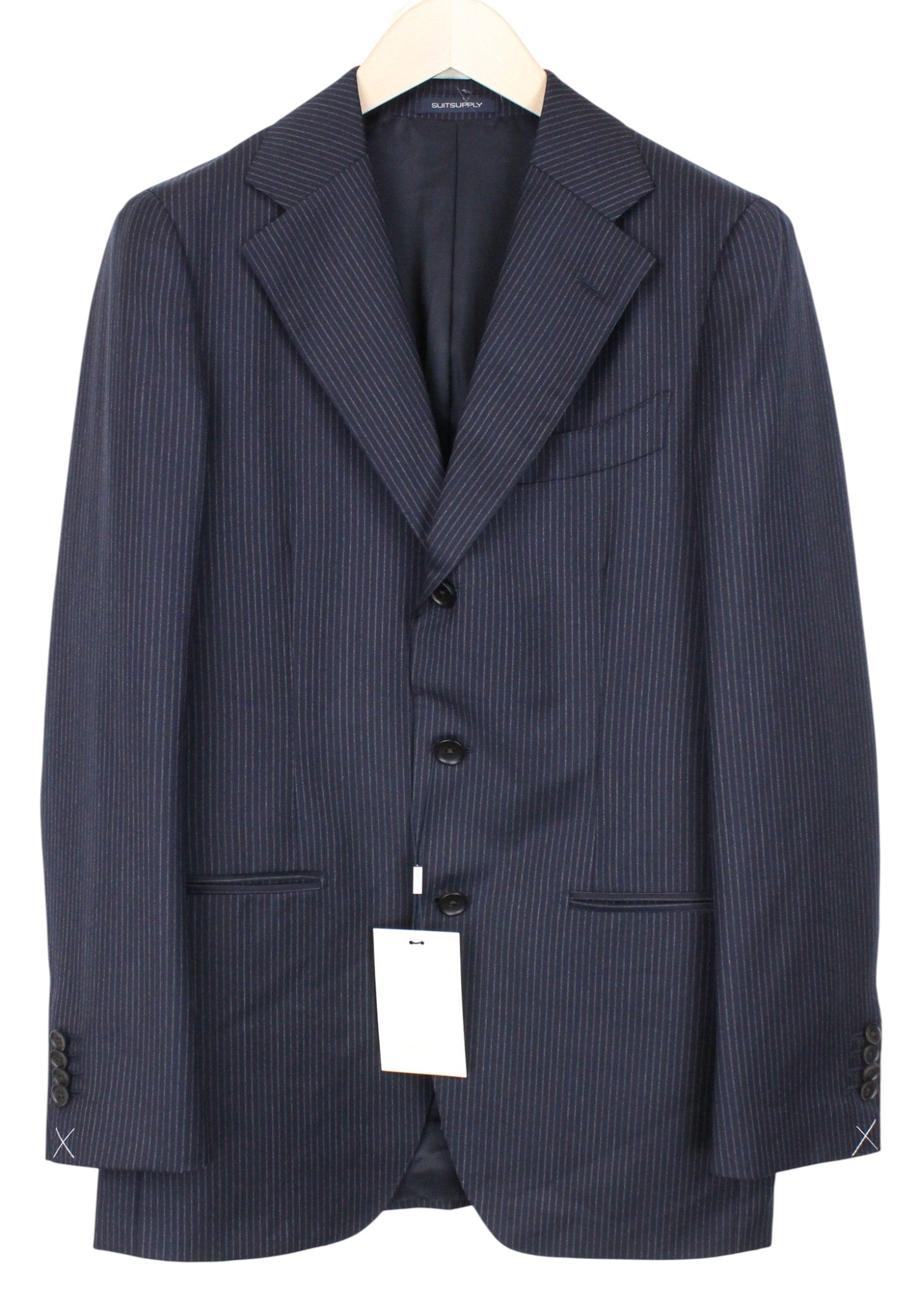 SUITSUPPLY Havana Men's UK36R Navy Stripe 2Pc Suit Slim Super 130's Wool