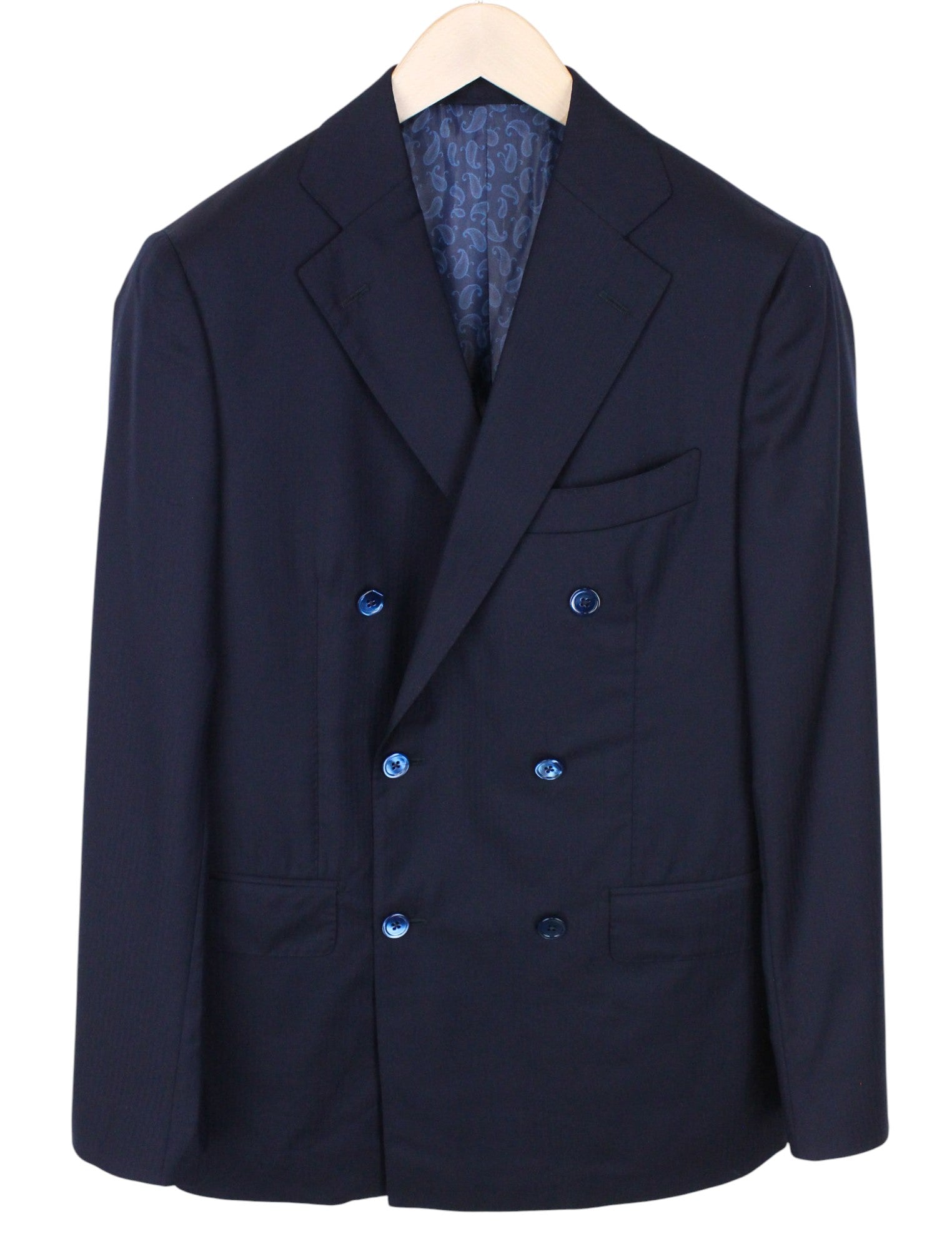 SUITSUPPLY La Spalla Men's UK36R Navy Wool Lined Double-Breasted 3-Piece