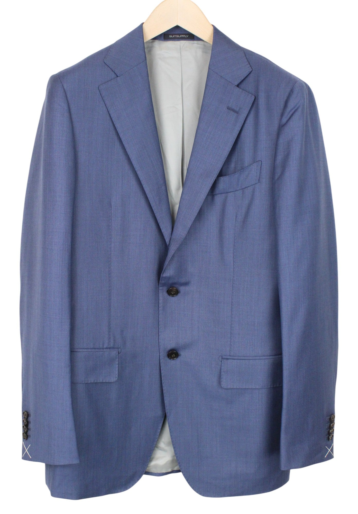 SUITSUPPLY Lazio La Spalla Men's Suit UK40L Slim Blue Wool 3Pc Super 150's