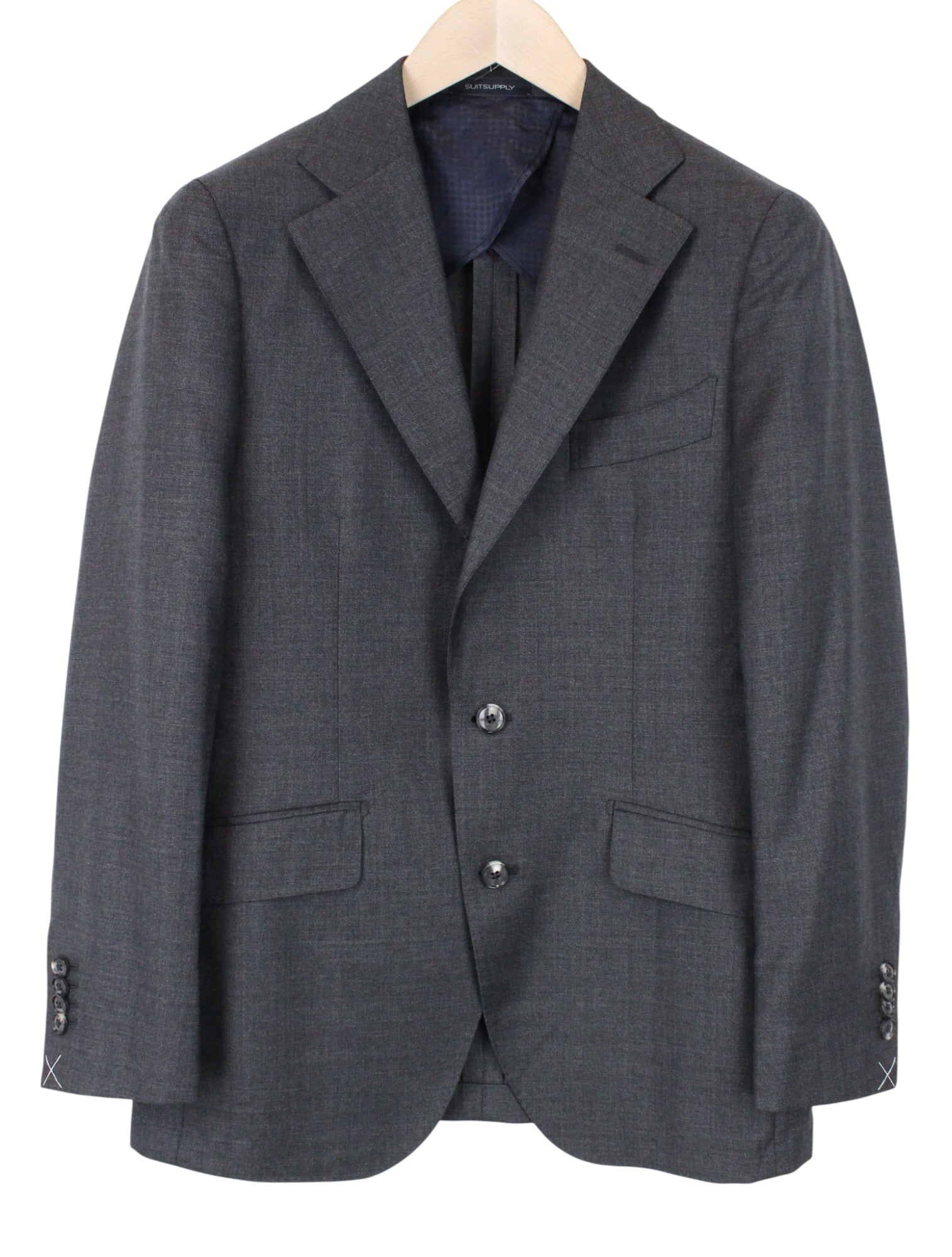 SUITSUPPLY La Spalla UK34S Men's Grey 2-Piece Wool Suit Formal Notch Lapel