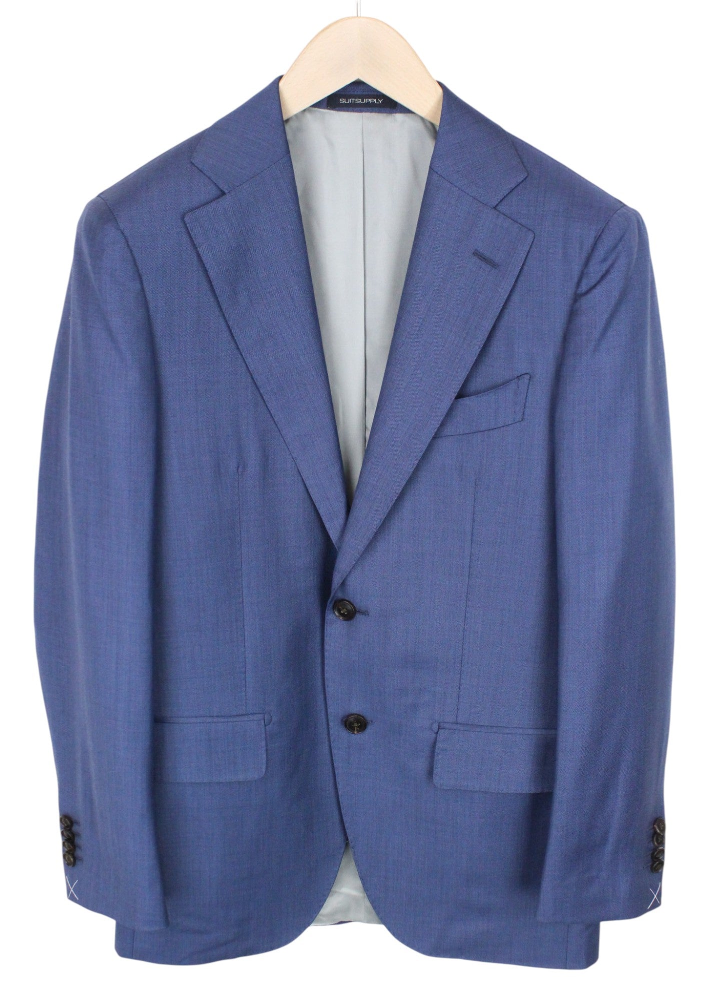 SUITSUPPLY Lazio La Spalla Men's UK34R Blue Slim 3Pc Super 150s Wool Suit