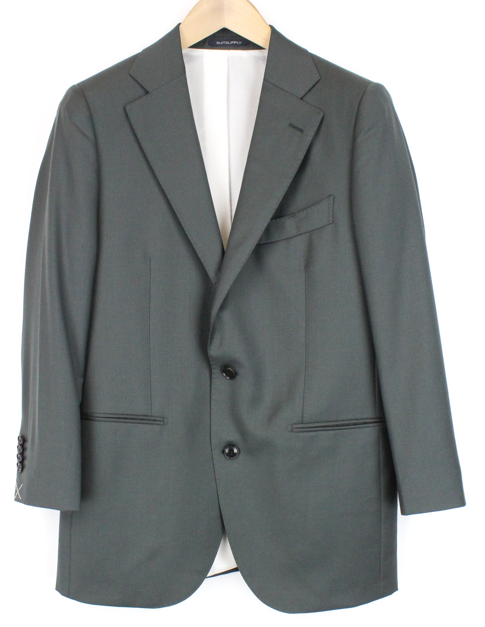 SUITSUPPLY La Spalla Suit UK38S Men's Green Wool 2-Piece Single-Breasted