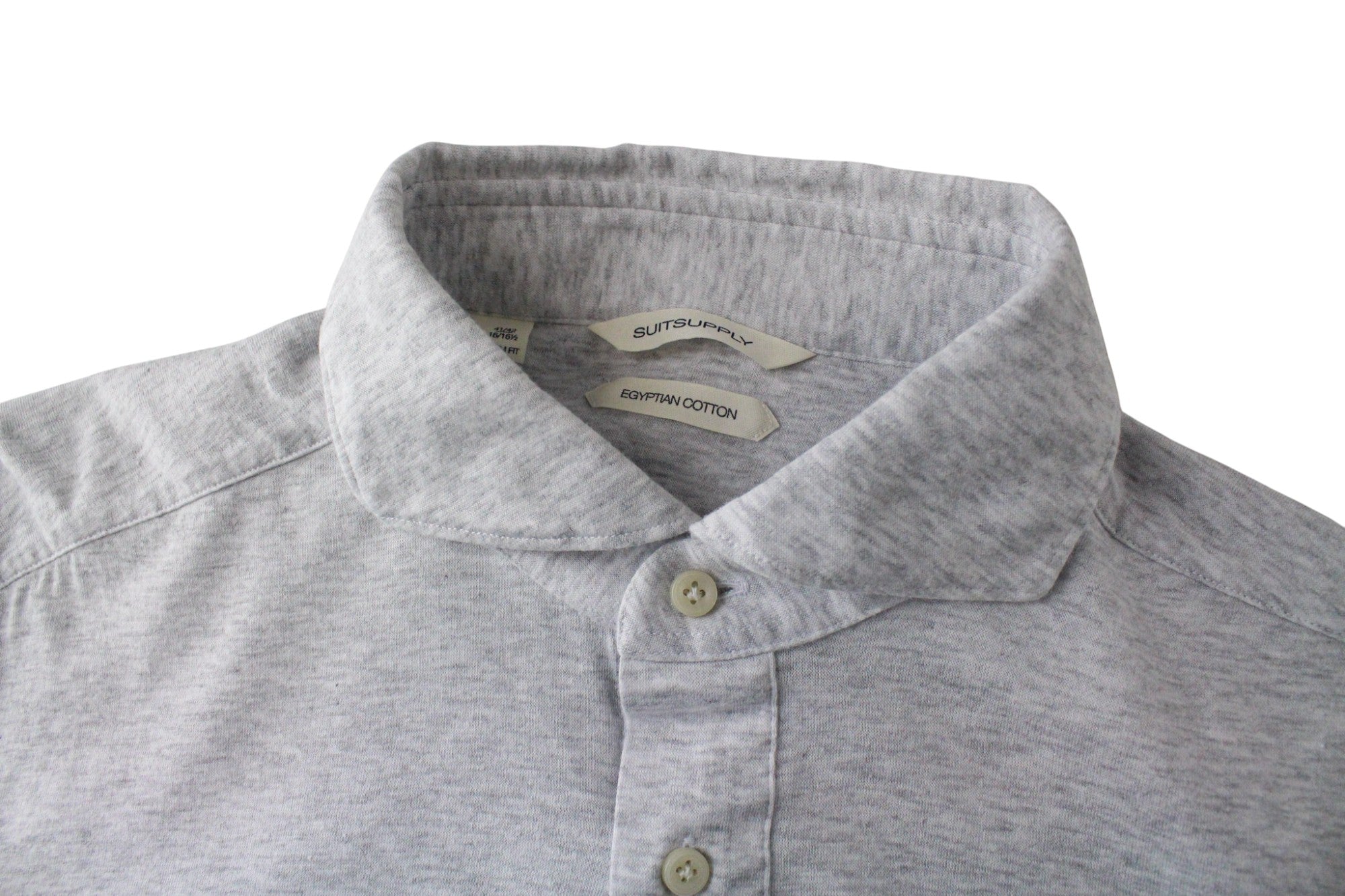 SUITSUPPLY vyriški išskleidžiami marškinėliai 41/42/16/16.5 pilki ploni polo marškinėliai iš medvilnės 