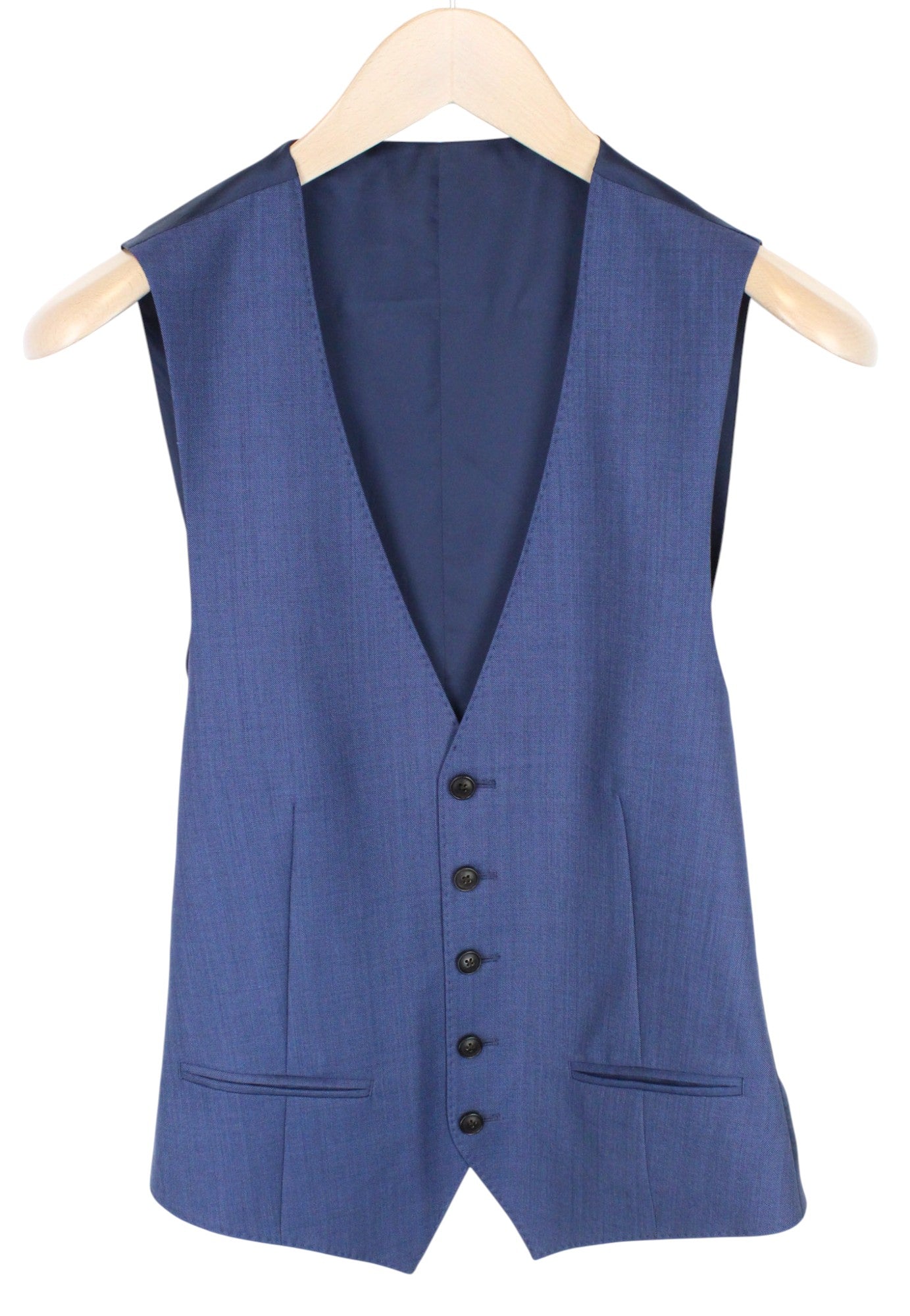 SUITSUPPLY Lazio La Spalla Men's UK34R Blue Slim 3Pc Super 150s Wool Suit