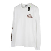 DIESEL T-Diegos-LS-K27 Men T-Shirt XL White Cotton Long Sleeved Crew Collar Logo