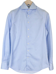 „SUITSUPPLY Traveller“ vyriški formalūs marškinėliai, 36/14, ypač ploni, mėlyni, dryžuoti medvilniniai marškiniai 