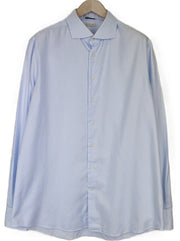 SUITSUPPLY vyriški formalūs marškinėliai 46/18 ypač ploni mėlyni grynos medvilnės dryžuoti iškirpte 