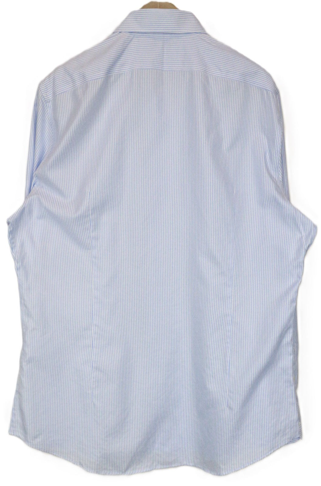 SUITSUPPLY vyriški formalūs marškinėliai 46/18 ypač ploni mėlyni grynos medvilnės dryžuoti iškirpte 