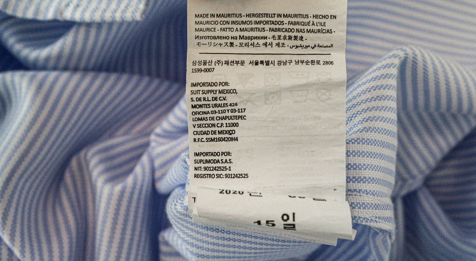 SUITSUPPLY vyriški formalūs marškinėliai 46/18 ypač ploni mėlyni grynos medvilnės dryžuoti iškirpte 