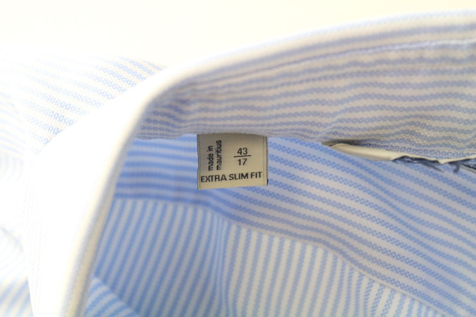 SUITSUPPLY Men's Formal Shirt 43/17 Extra Slim Blue Pure Cotton Striped Twill