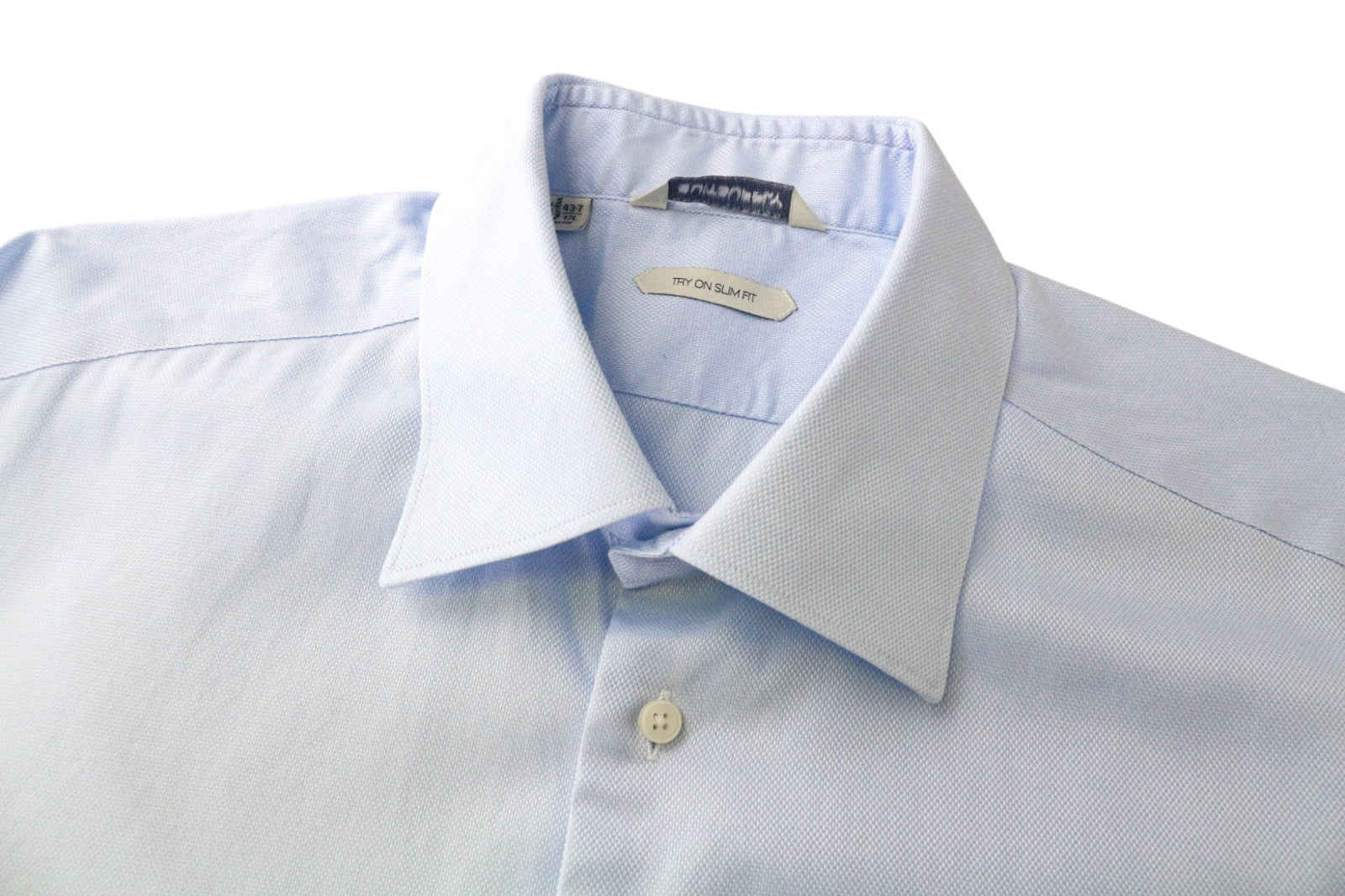 SUITSUPPLY Men's Formal Shirt 43-7/17L Slim Blue Pure Cotton Long Sleeve Twill