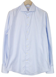 SUITSUPPLY Men's Formal Shirt 41/16 Extra Slim Blue Pure Cotton Striped Cutaway