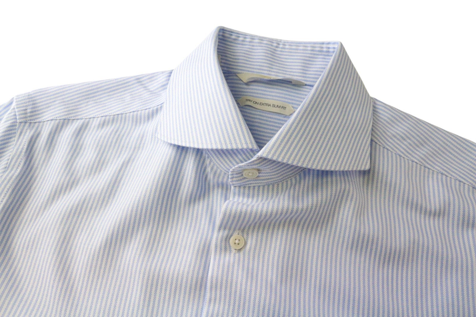 SUITSUPPLY Men's Formal Shirt 39L/15 1/2L Extra Slim Blue Pure Cotton Striped