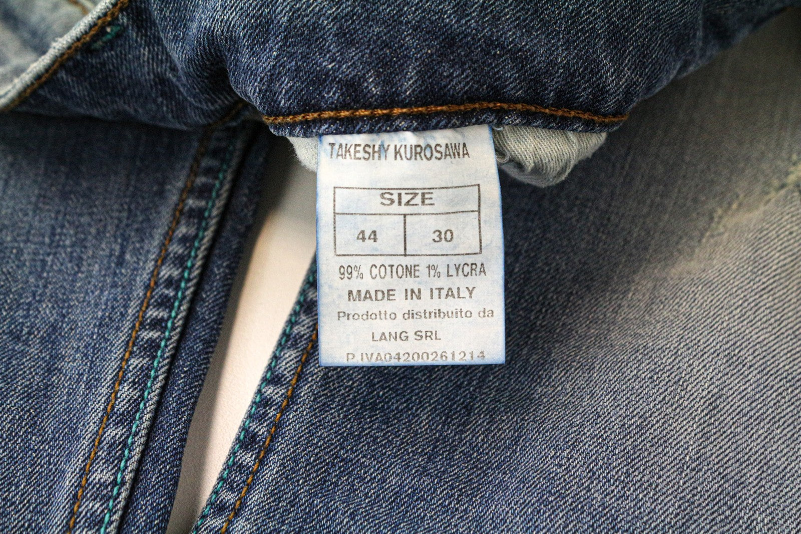 TAKESHY KUROSAWA TK75 Men's Jeans W30 Blue Distressed Slim Stretch Button-Fly