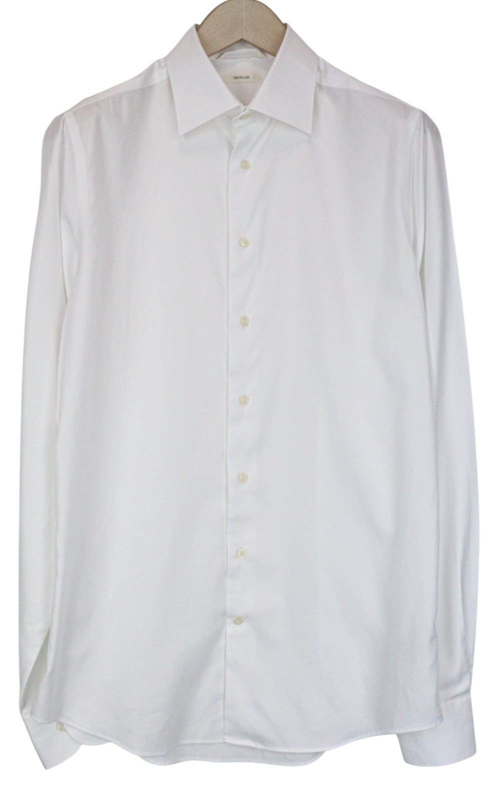 „SUITSUPPLY Traveller“ vyriški formalūs marškiniai, 39L/15 1/2L, ploni balti medvilniniai rankoviai 