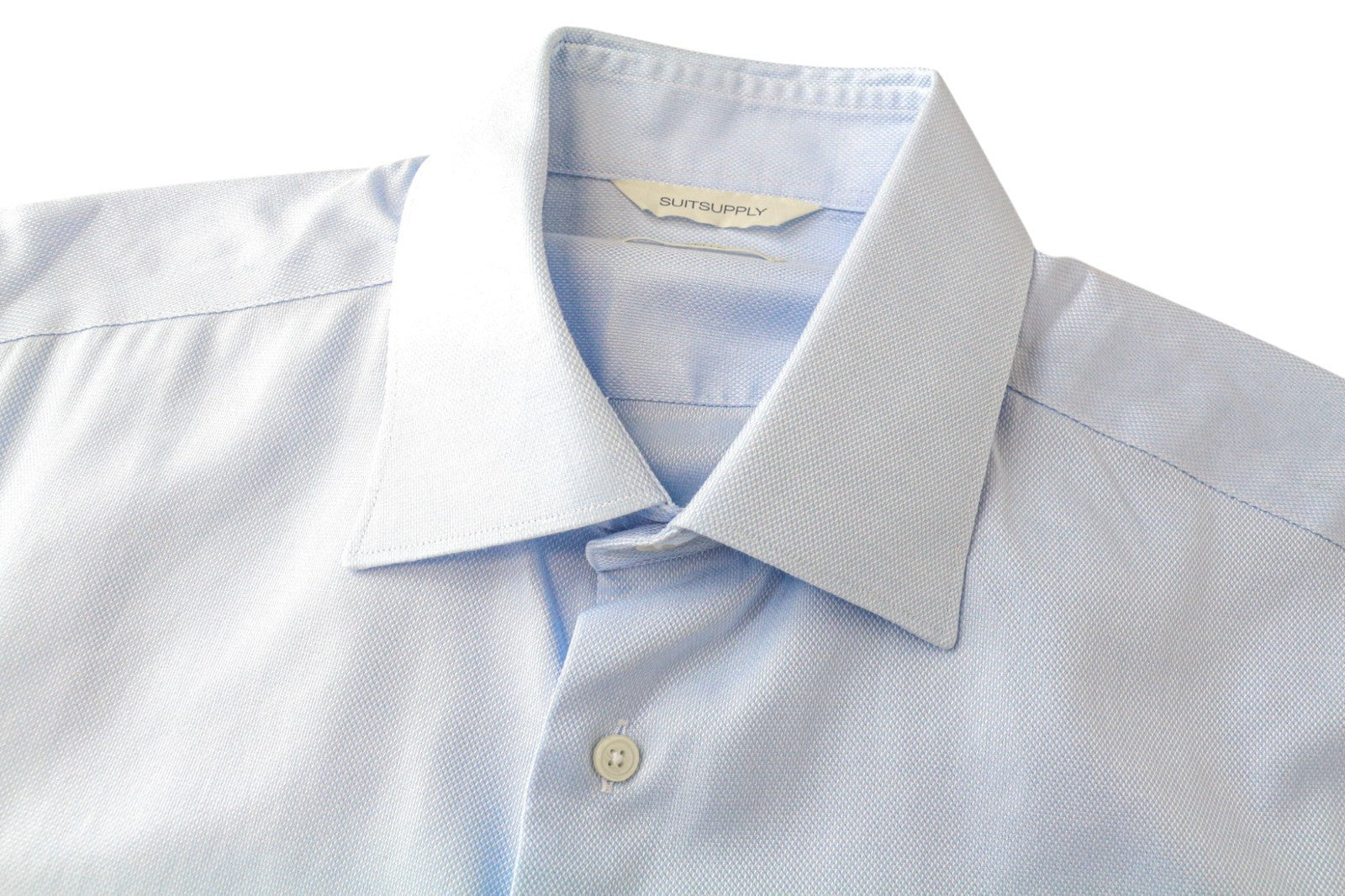 „SUITSUPPLY Traveller“ vyriški formalūs marškiniai, 39L/15 1/2L, ploni mėlyni medvilniniai rankoviai 