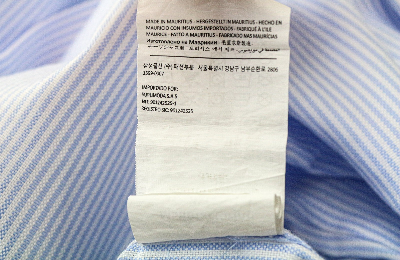 SUITSUPPLY Men's Formal Shirt 39/15 1/2 Extra Slim Blue Cotton Striped Sleeve