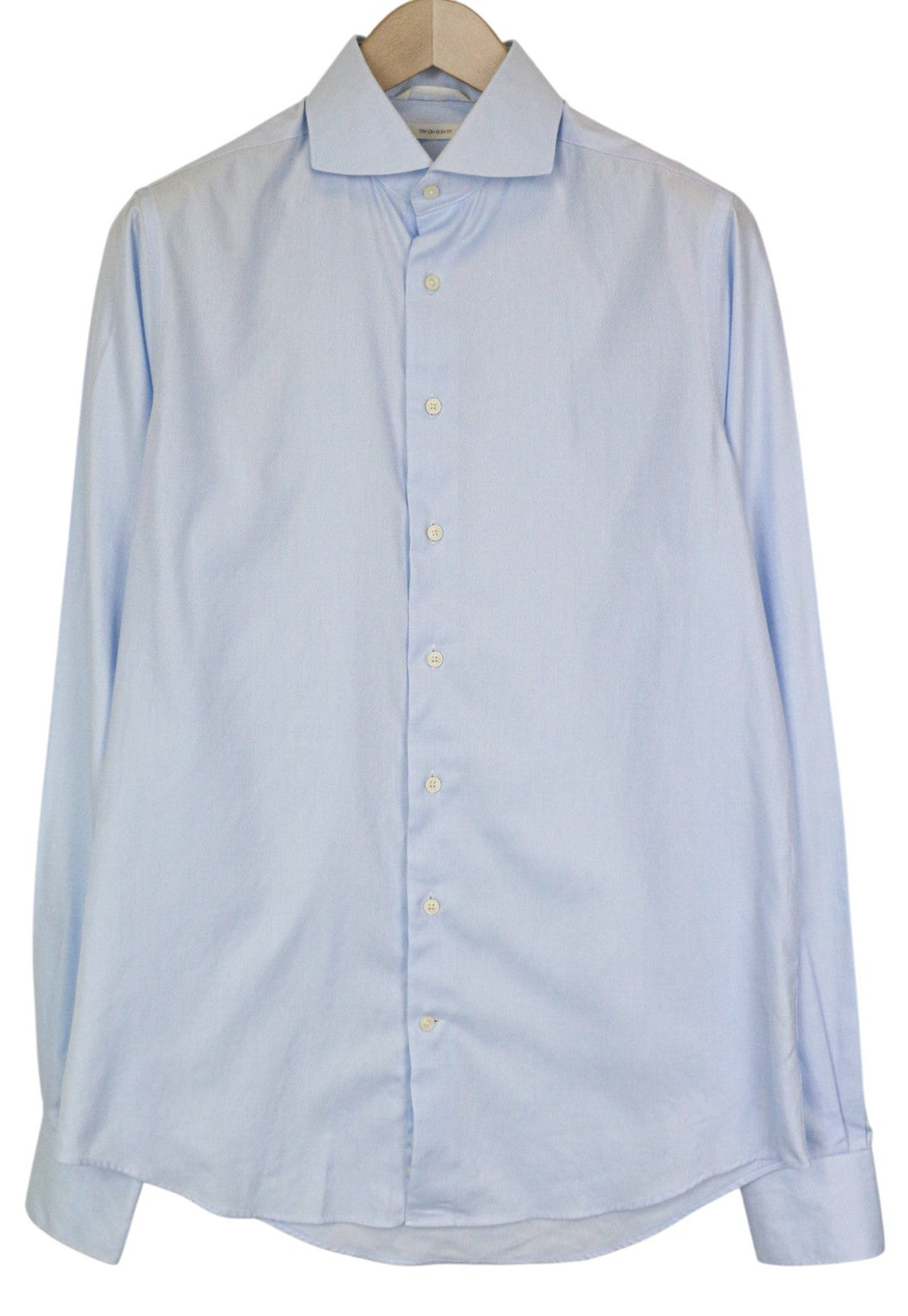 SUITSUPPLY Men's Formal Shirt 39L/15 1/2L Slim Blue Pure Cotton Cutaway Twill