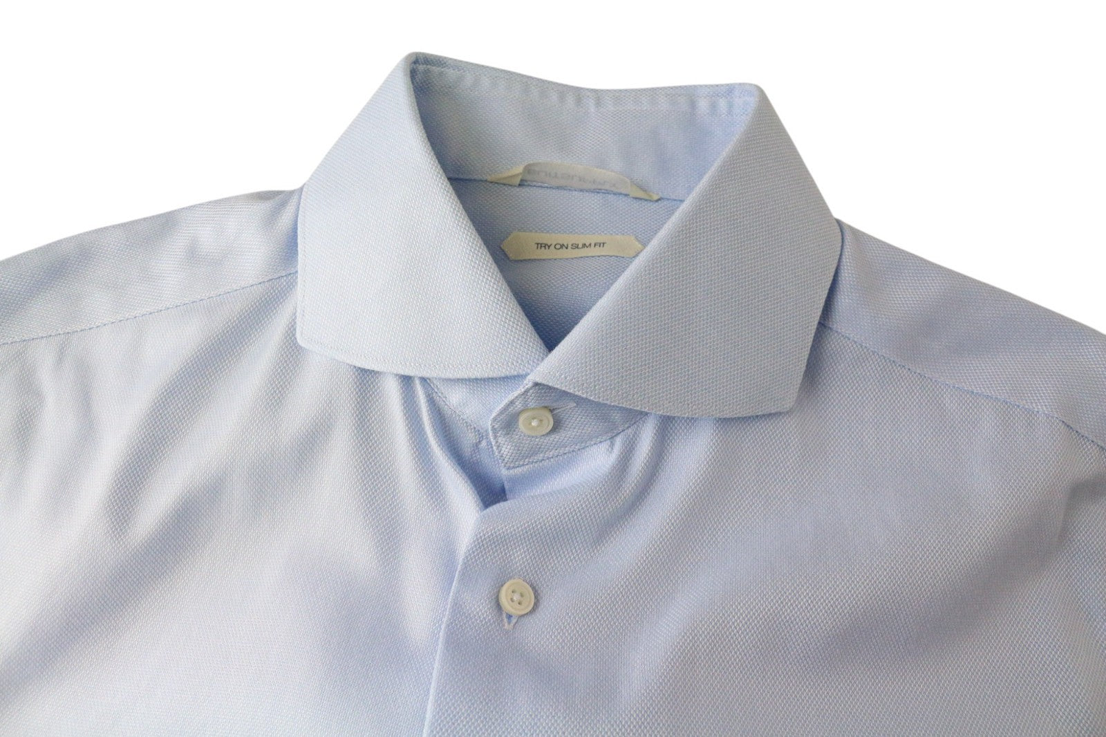 SUITSUPPLY Men's Formal Shirt 39L/15 1/2L Slim Blue Pure Cotton Cutaway Twill