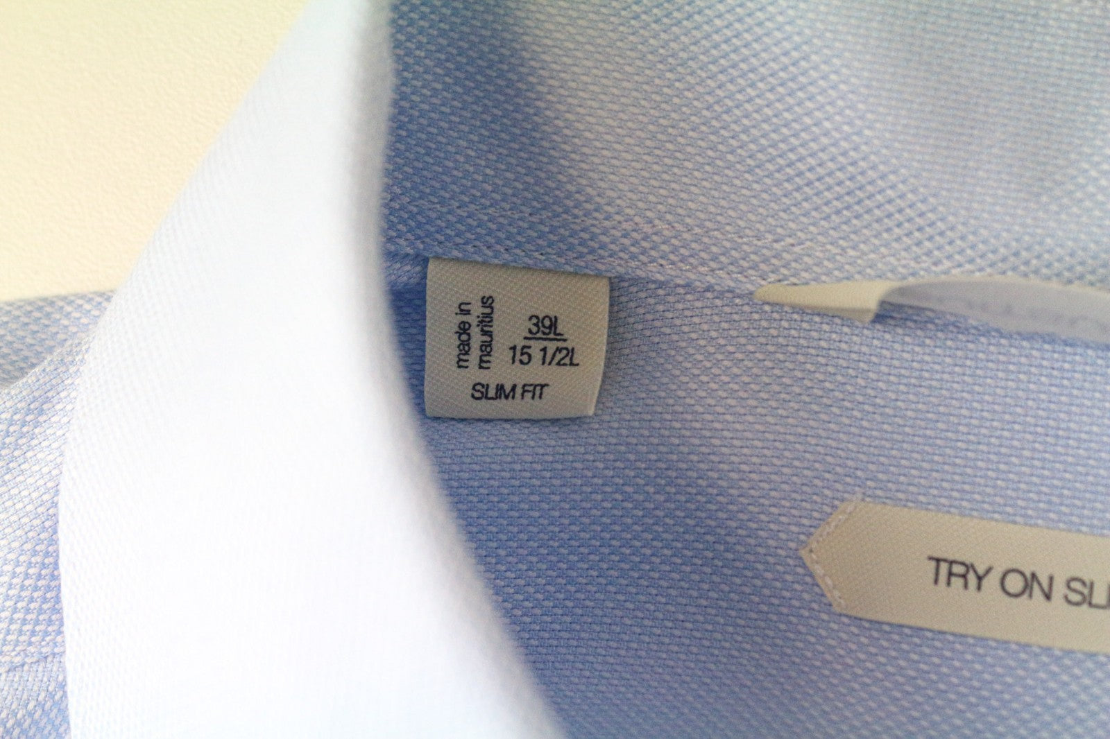 SUITSUPPLY Men's Formal Shirt 39L/15 1/2L Slim Blue Pure Cotton Cutaway Twill