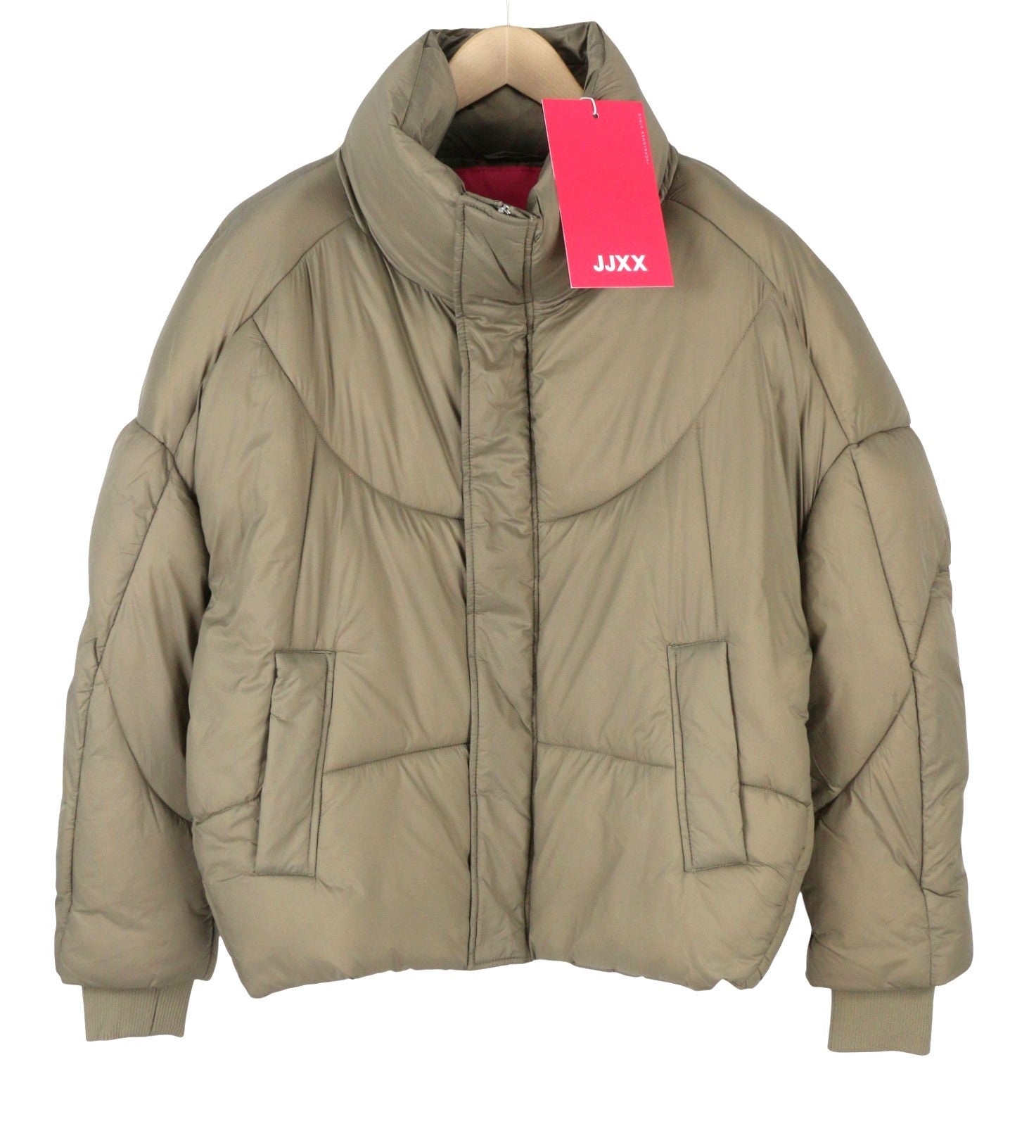 JJXX Jack&Jones Saga Nylon Quilted Women Jacket L Brindle Oversized Hidden Hood