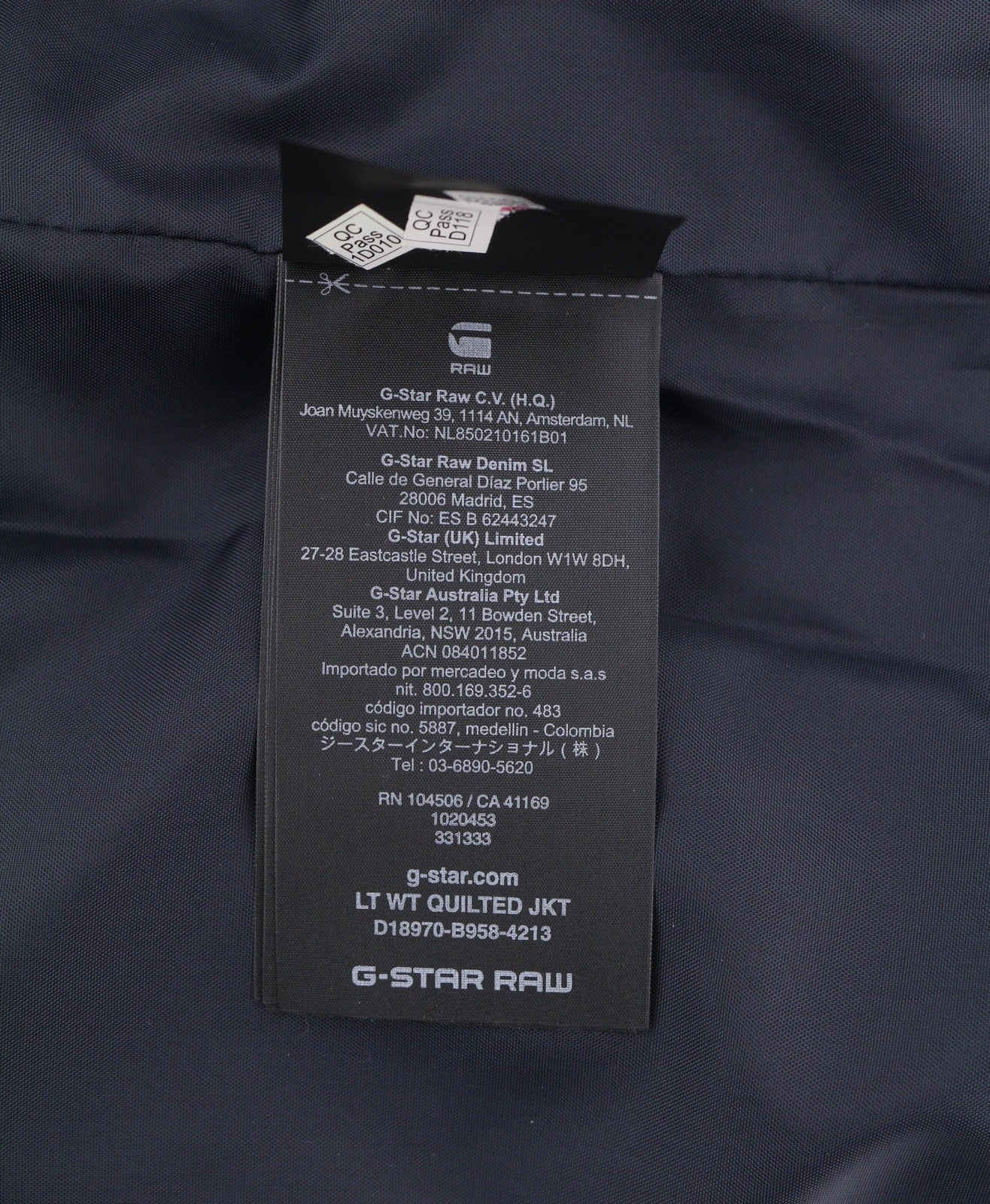 G-STAR Lt Wt Quilted Men Jacket XS Dark Blue Padded Quilted High Neck Full Zip