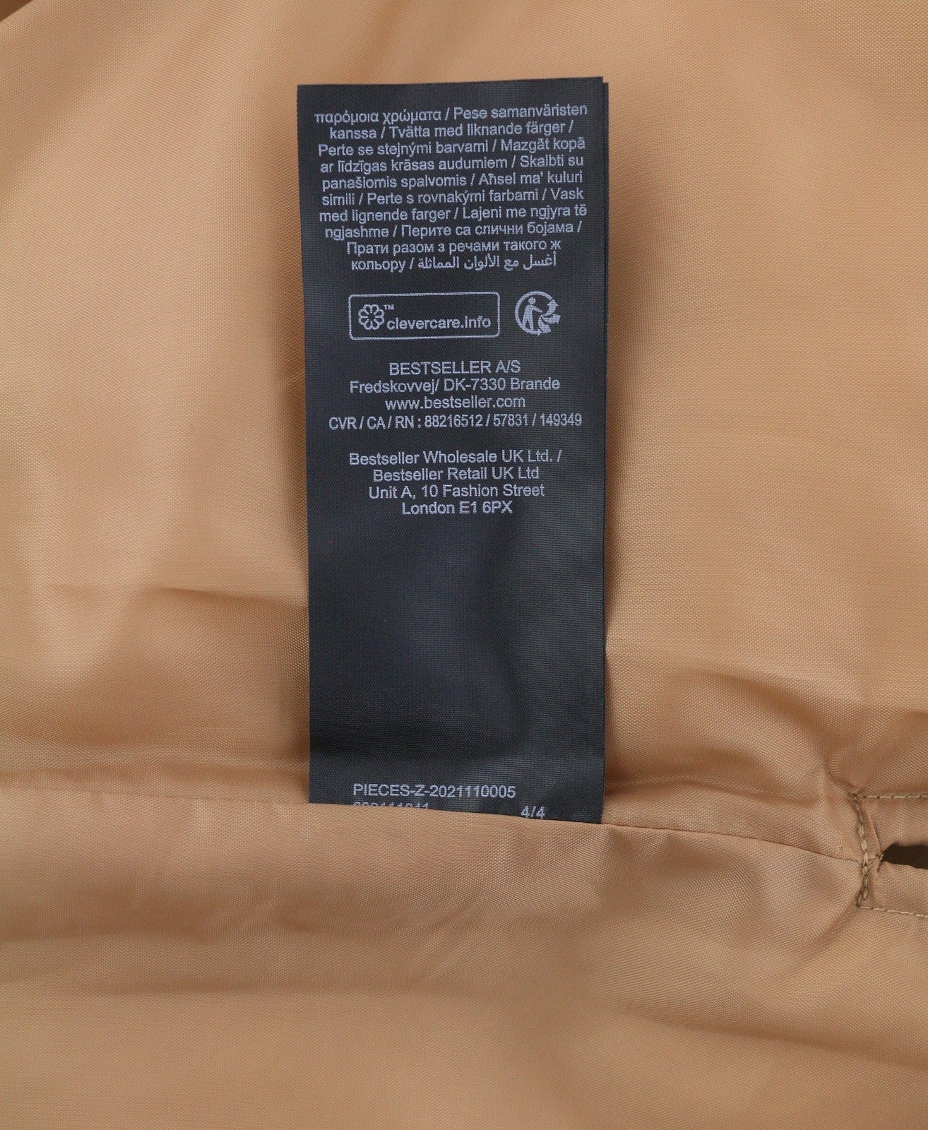 PIECES Key Light Padded Women Jacket XL Brown Quilted Padded Snap Buttons