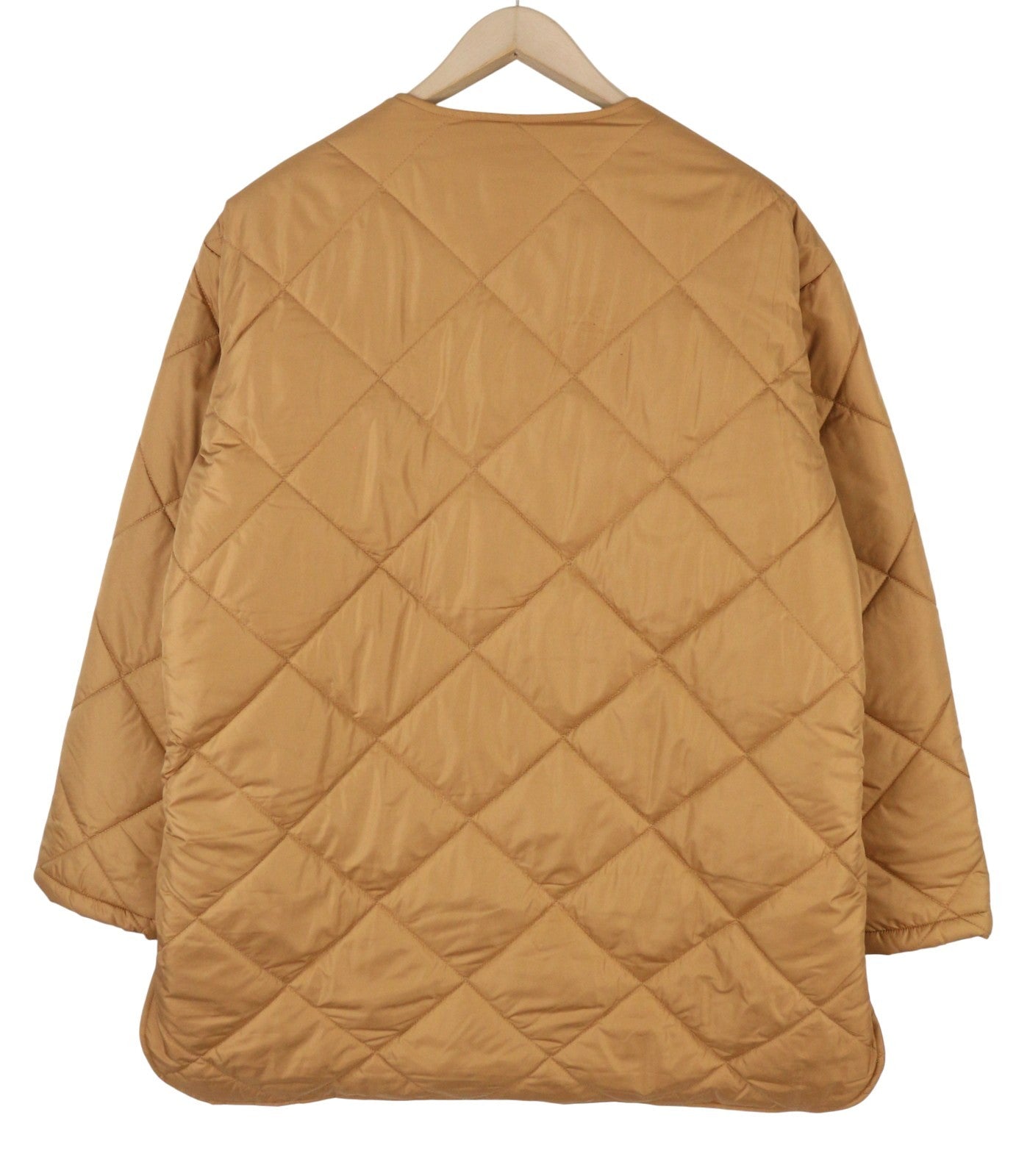 PIECES Key Light Padded Women Jacket XL Brown Quilted Padded Snap Buttons