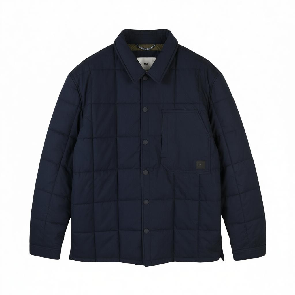 MUSTANG Daniel Quilted SJ Men Jacket 2XL Dark Blue Quilted Spread Neck Snaps