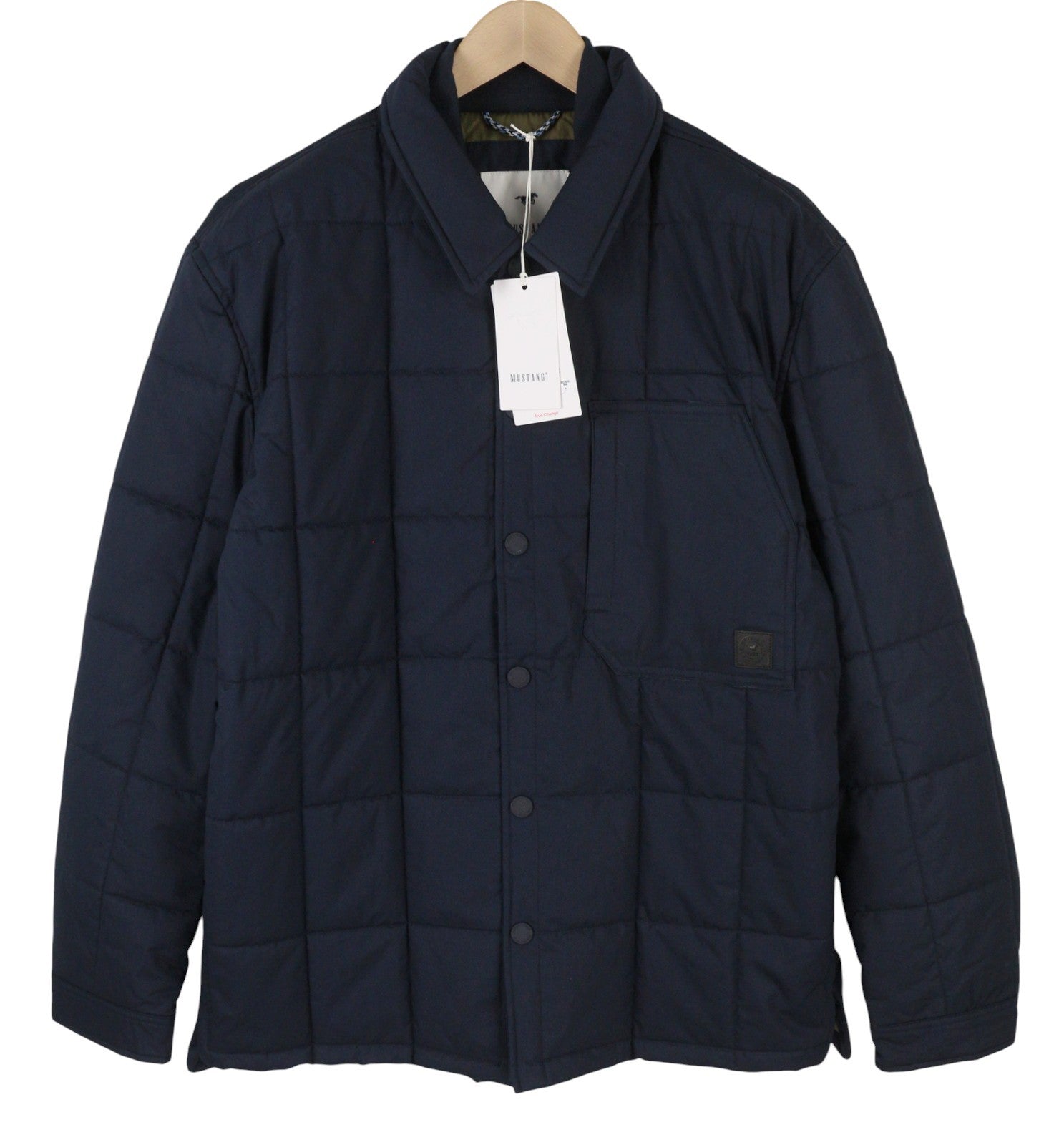 MUSTANG Daniel Quilted SJ Men Jacket 2XL Dark Blue Quilted Spread Neck Snaps