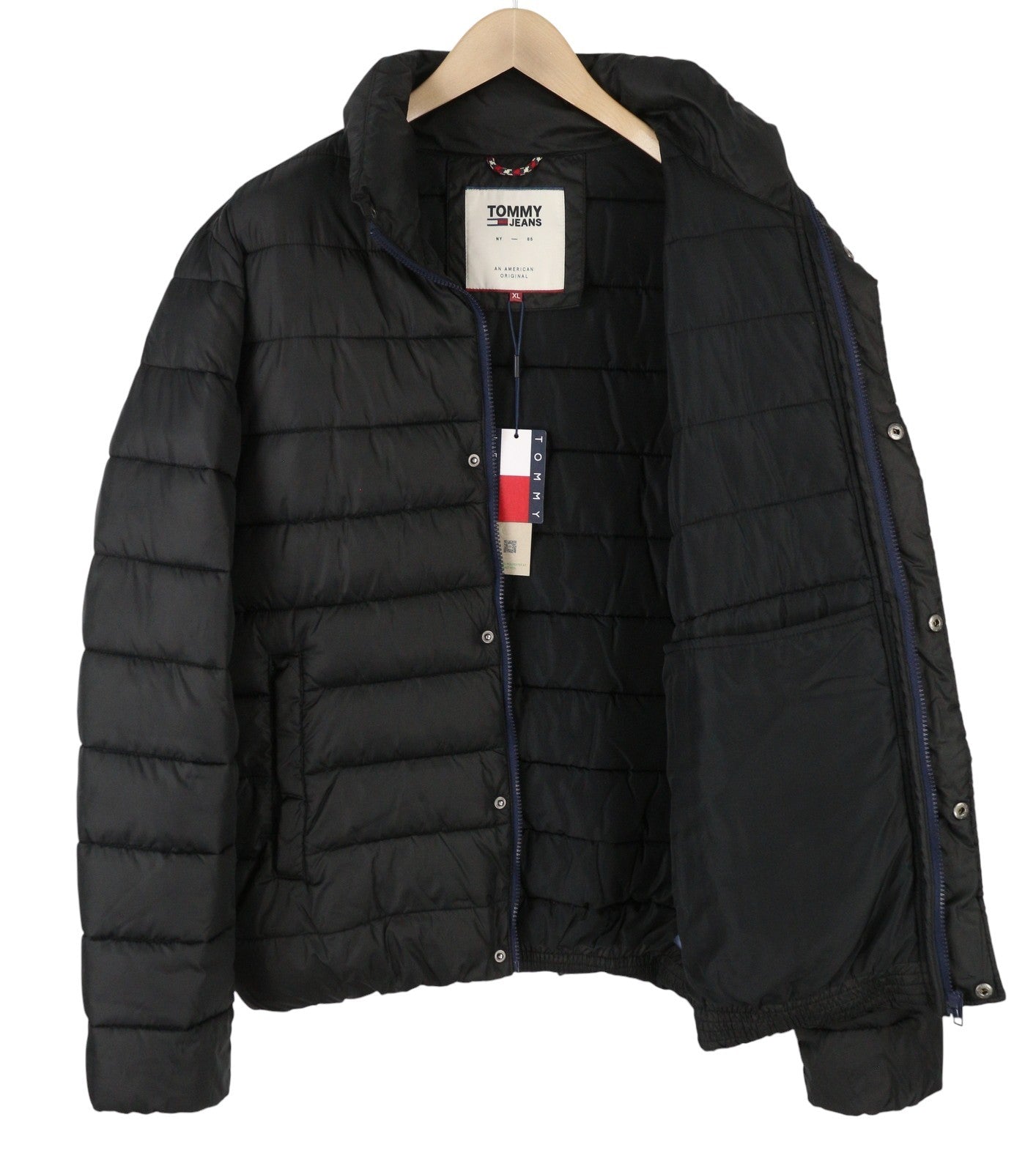 TOMMY HILFIGER Flag Back Alaska Puffer Men Jacket XL Dark Navy Padded RRP279