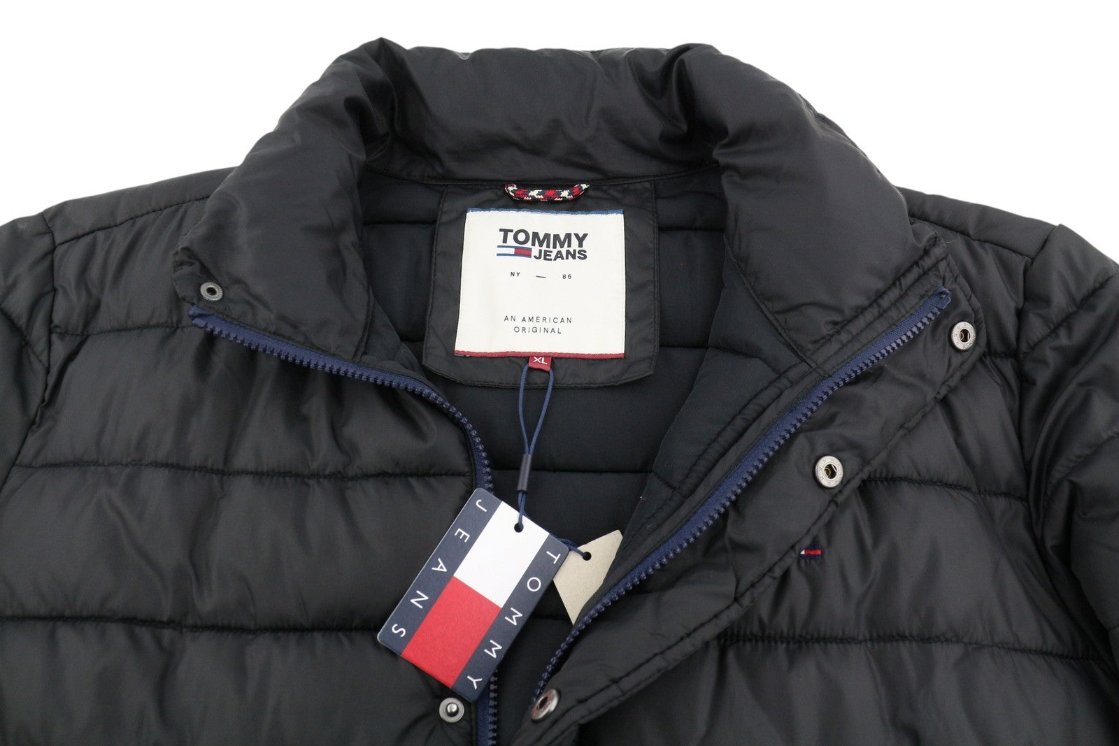 TOMMY HILFIGER Flag Back Alaska Puffer Men Jacket XL Dark Navy Padded RRP279