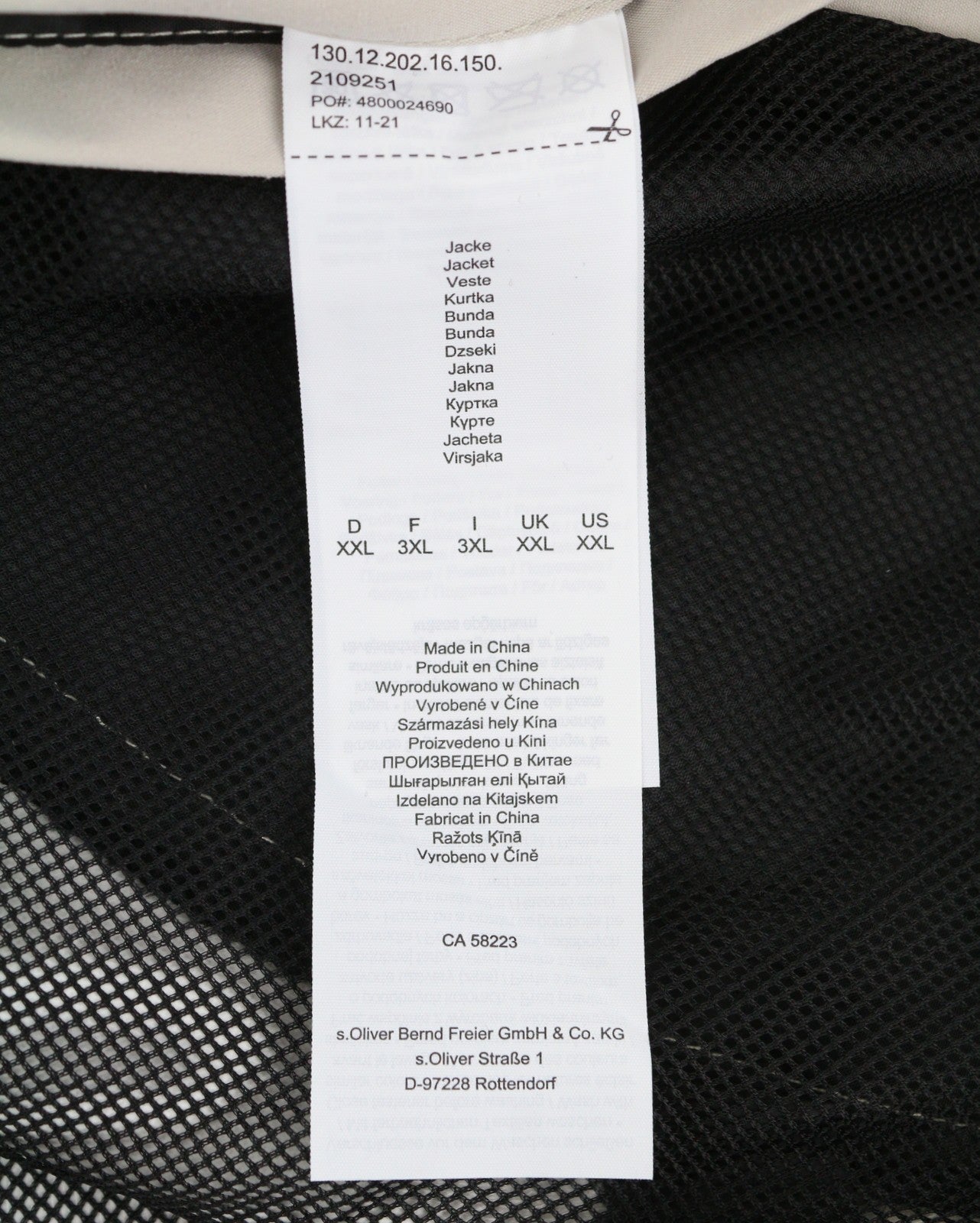 S.OLIVER Men Jacket 2XL Light Grey Mesh Lined Hooded Full Zip Lightweight