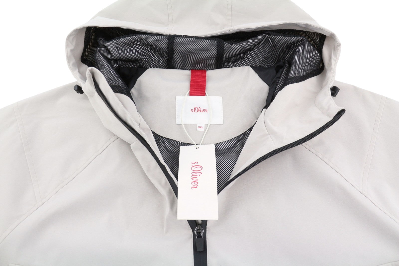 S.OLIVER Men Jacket 2XL Light Grey Mesh Lined Hooded Full Zip Lightweight