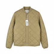 WRANGLER Men Jacket S Beige Quilted Padded Full Zip Lined Bomber