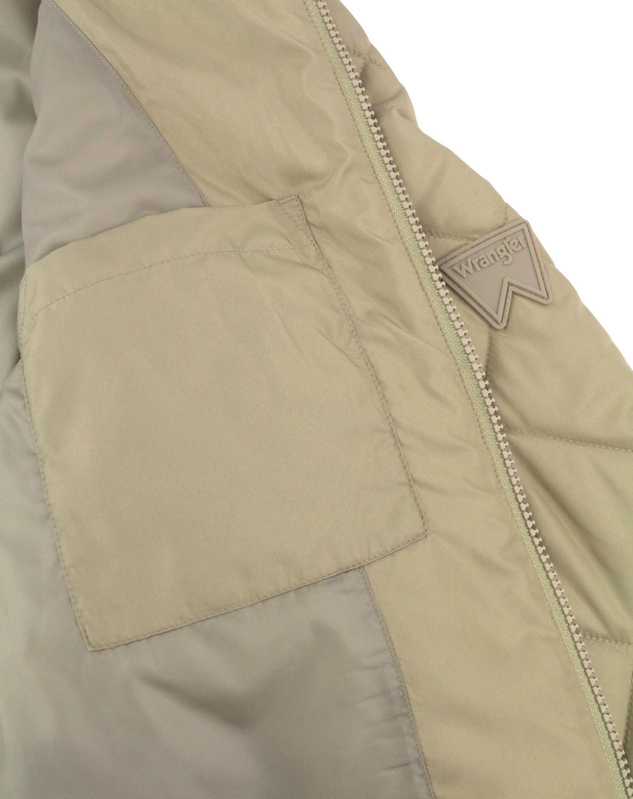 WRANGLER Men Jacket S Beige Quilted Padded Full Zip Lined Bomber