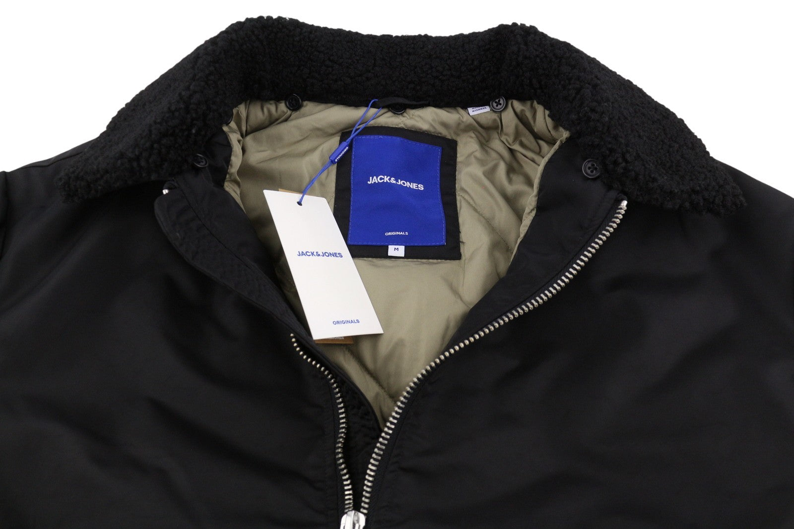 JACK & JONES Jorqueens Bomber Men Jacket M Black Oversized Padded Full Zip